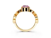 Milgrain Bezel Engagement Ring Setting for Fancy Pink Cushion Cut Center with Marquise Stations and Bezel Head in Yellow Gold