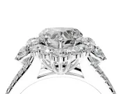 Halo Engagement Ring Setting for Heart-Shaped Center with Two-Strand Split Shank and Prong Head in Sterling Silver