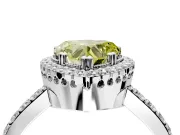 Halo Engagement Ring Setting for Fancy Yellow Heart-Shaped Center with Inner Milgrain Border and Prong Head in Platinum