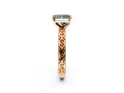 Solitaire Engagement Ring Setting for Fancy Green Radiant Cut Center with Scrollwork Band and Prong Head in Rose Gold