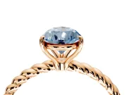 Solitaire Engagement Ring Setting for Fancy Blue Pear-Shaped Center with Plain Twisted Rope Band and Prong Head in Rose Gold