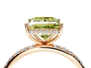 Hidden Halo Engagement Ring Setting for Fancy Yellow Princess Cut Center with Pave Band and Prong Head in Rose Gold