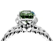 Halo Engagement Ring Setting for Fancy Green Emerald Cut Center with Rope Twist Split Shank and Prong Head in Platinum