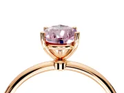 Solitaire Engagement Ring Setting for Fancy Pink Pear-Shaped Center with Straight Thin Band and Prong Head in Rose Gold