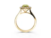 Halo Engagement Ring Setting for Fancy Yellow Radiant Cut Center with Single-Row Pave, Open Basket and Prong Head in Yellow Gold
