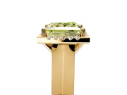 Halo Engagement Ring Setting for Fancy Yellow Princess Cut Center with Knife Ridge Cathedral Band and Prong Head in Yellow Gold