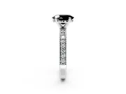 Milgrain Pave Engagement Ring Setting for Fancy Black Oval Center with Accent Band and Prong Head in Sterling Silver