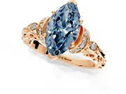 Solitaire Engagement Ring Setting for Fancy Blue Marquise Center with Filigree Band and Prong Head in Rose Gold