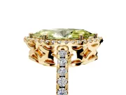 Accent Halo Engagement Ring Setting for Fancy Yellow Marquise Center with Full-Length Pave Band and Prong Head in Yellow Gold