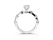 Solitaire Engagement Ring Setting for Pear-Shaped Center with Bezel Station Band and Prong Head in Platinum