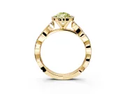 Halo Engagement Ring Setting for Fancy Yellow Pear-Shaped Center with Pave and Plain Twist Band and Prong Head in Yellow Gold
