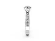 Solitaire Engagement Ring Setting for Round Cut Center with Channel-Set Accents and Prong Head in White Gold