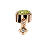 Milgrain Bezel Engagement Ring Setting for Fancy Yellow Cushion Cut Center with Marquise Stations and Bezel Head in Rose Gold