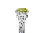 Cluster Engagement Ring Setting for Fancy Yellow Cushion Cut Center with Bezel Accent Clusters and Prong Head in Platinum