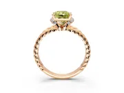 Halo Engagement Ring Setting for Fancy Yellow Radiant Cut Center with Rope Twist Split Shank and Prong Head in Rose Gold