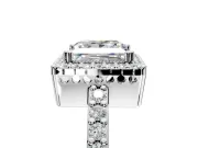 Halo Engagement Ring Setting for Princess Cut Center with Inner Milgrain Border and Prong Head in Platinum