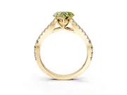 Solitaire Engagement Ring Setting for Fancy Yellow Heart-Shaped Center with Pave Split Shank and Prong Head in Yellow Gold