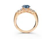 Cluster Engagement Ring Setting for Fancy Blue Round Cut Center with Round Cut Accent Frame and Prong Head in Rose Gold