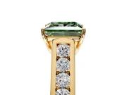 Solitaire Engagement Ring Setting for Fancy Green Princess Cut Center with Cathedral Channel Band and Prong Head in Yellow Gold