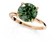 Minimalist Solitaire Engagement Ring Setting for Fancy Green Round Cut Center with Thin Band and Prong Head in Rose Gold