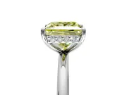Solitaire Engagement Ring Setting for Fancy Yellow Princess Cut Center with Plain Band, Open Basket and Prong Head in Sterling Silver