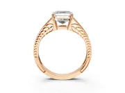 Split Shank Engagement Ring Setting for Asscher Cut Center with Pave Split Shank and Prong Head in Rose Gold