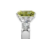 5 Stone Engagement Ring Setting for Fancy Yellow Emerald Cut Center with Plain Band and Prong Head in Platinum