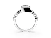 Vintage Station Engagement Ring Setting for Princess Cut Center with Accents and Prong Head in White Gold