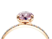 Solitaire Engagement Ring Setting for Fancy Pink Pear-Shaped Center with Pave Accents and Prong Head in Rose Gold