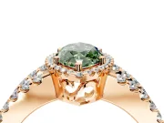 Halo Engagement Ring Setting for Fancy Green Marquise Center with Wide-Open Pave Split Shank and Prong Head in Rose Gold