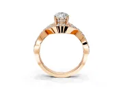 Halo Engagement Ring Setting for Pear-Shaped Center with Pave Infinity Twist Band and Prong Head in Rose Gold