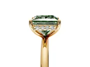 Solitaire Engagement Ring Setting for Fancy Green Princess Cut Center with Plain Band, Open Basket and Prong Head in Yellow Gold
