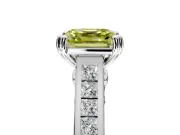 Solitaire Engagement Ring Setting for Fancy Yellow Asscher Cut Center with Channel Band and Double Claw Prong Head in Sterling Silver