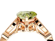 Solitaire Engagement Ring Setting for Fancy Yellow Heart-Shaped Center with Marquise and Bezel Accents and Prong Head in Rose Gold