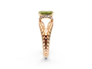 Halo Engagement Ring Setting for Fancy Yellow Emerald Cut Center with Rope Twist Split Shank and Prong Head in Rose Gold