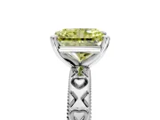 Solitaire Engagement Ring Setting for Fancy Yellow Radiant Cut Center with XO Engraved Band and Prong Head in White Gold