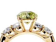 5 Stone Engagement Ring Setting for Fancy Yellow Round Cut Center with Graduated Accents and Prong Head in Yellow Gold