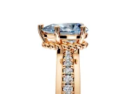 Solitaire Engagement Ring Setting for Fancy Blue Pear-Shaped Center with Raised Channel Band and Prong Head in Rose Gold