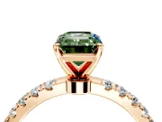 Open Basket Engagement Ring Setting for Fancy Green Emerald Cut Center with Pave Band and Prong Head in Rose Gold