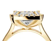 Single Halo Engagement Ring Setting for Princess Cut Center with Corner Claws, Plain Band and Prong Head in Yellow Gold