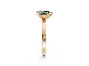 Solitaire Engagement Ring Setting for Fancy Green Pear-Shaped Center with Thin Rounded Plain Band and Prong Head in Rose Gold
