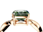 Solitaire Engagement Ring Setting for Fancy Green Asscher Cut Center with Twisted Pave Band and Prong Head in Rose Gold