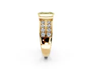 Bezel Engagement Ring Setting for Fancy Yellow Emerald Cut Center with Wide Channel-Set Band and Bezel Head in Yellow Gold