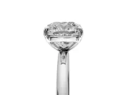 Low-Set Solitaire Engagement Ring Setting for Cushion Cut Center with Thin Plain Band and Prong Head in White Gold