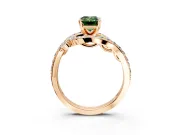 Solitaire Engagement Ring Setting for Fancy Green Emerald Cut Center with Pave Bypass Twist Band and Prong Head in Rose Gold
