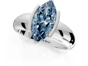 Tension Engagement Ring Setting for Fancy Blue Marquise Center with Wide Flat Band and Tension Head in Platinum