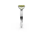 Solitaire Engagement Ring Setting for Fancy Yellow Emerald Cut Center with Wide Knife Ridge Band and Prong Head in Sterling Silver