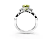 3 Stone Engagement Ring Setting for Fancy Yellow Radiant Cut Center with Pave Twist Band and Prong Head in White Gold
