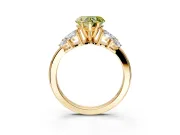 Leaf Cluster Engagement Ring Setting for Fancy Yellow Heart-Shaped Center with Marquise Accents and Prong Head in Yellow Gold