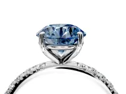 Solitaire Engagement Ring Setting for Fancy Blue Round Cut Center with Micro Pave Band and Prong Head in White Gold